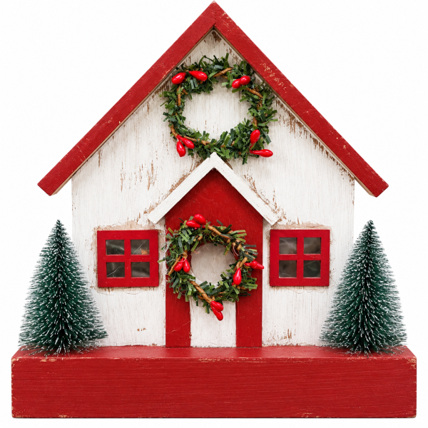 **🎄 Волшебна новогодишна куќичка со венчиња и елкички – 20 × 23 см 🎄**