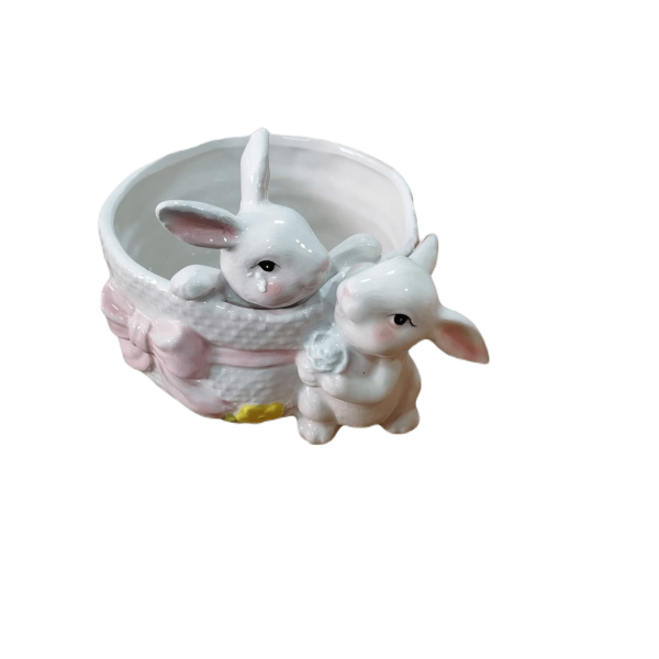 Порцеланска Кошница Со Зајак 20 cm
